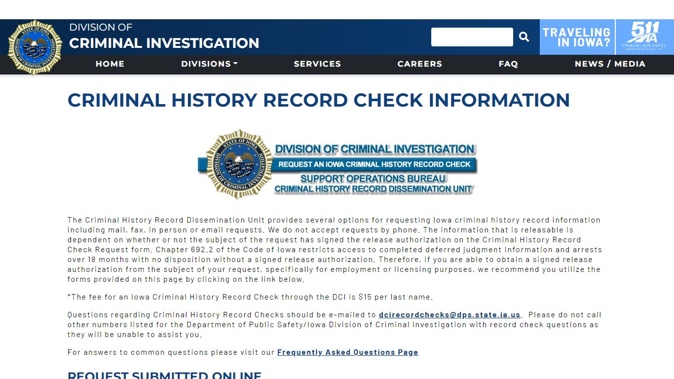 Criminal History Record Check Information | Iowa Department of Public ...